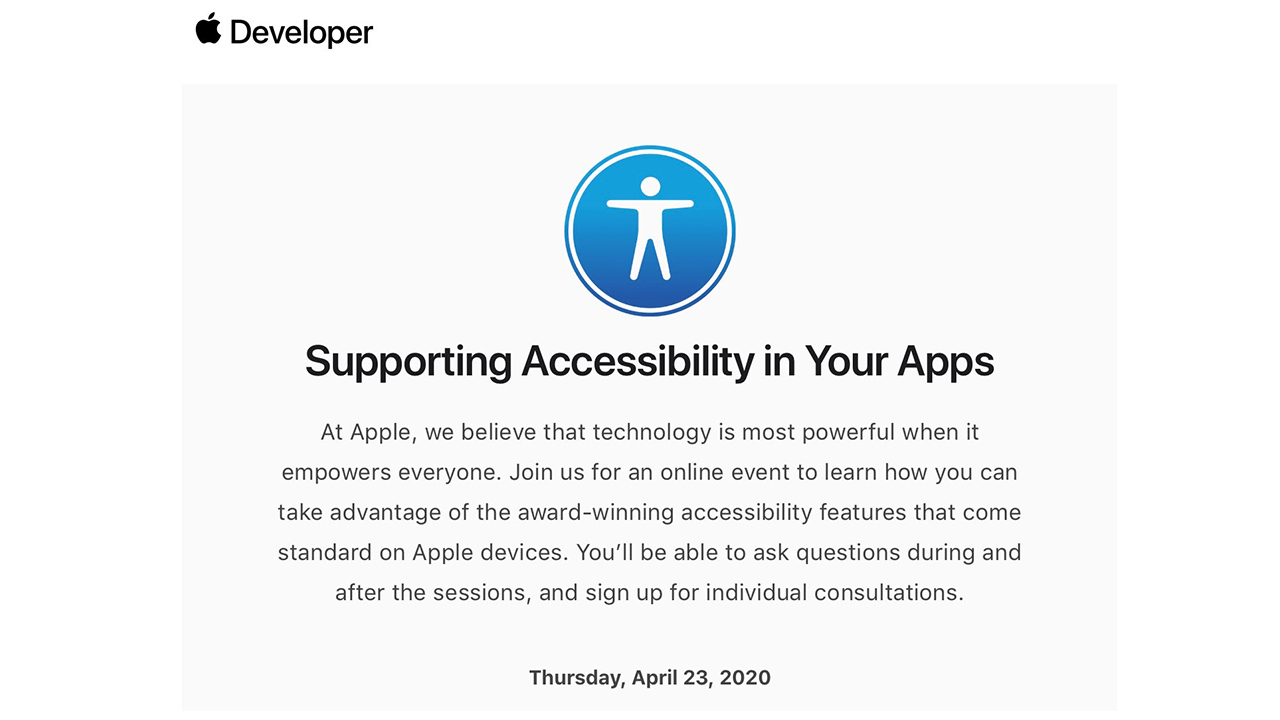 Apple invites some developers to participate in the accessibility webinar before WWDC 2020