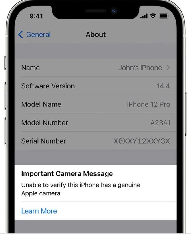 iOS 14.4 introduces a warning on iPhones with non-original cameras