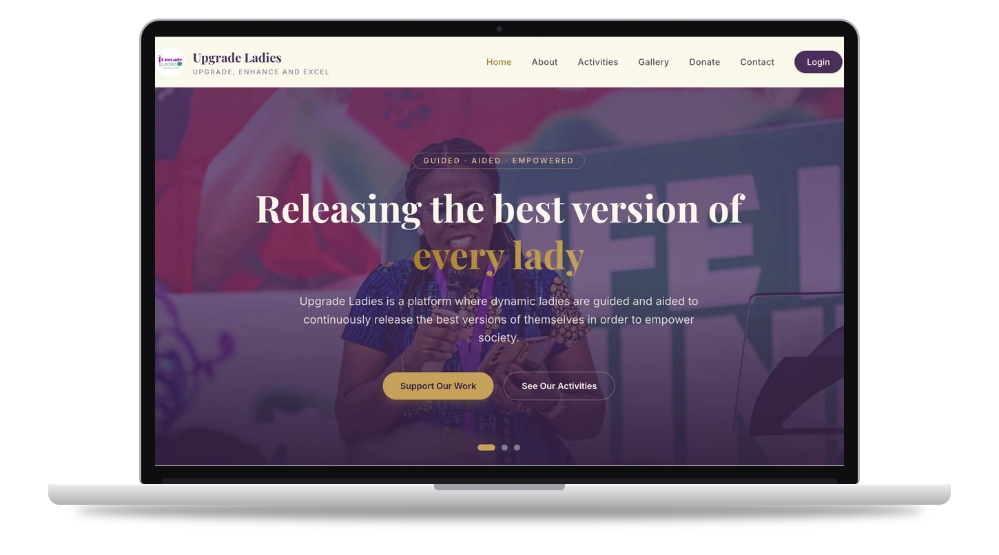 Upgrade Ladies website on a laptop